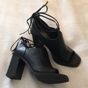 Black block heel booties